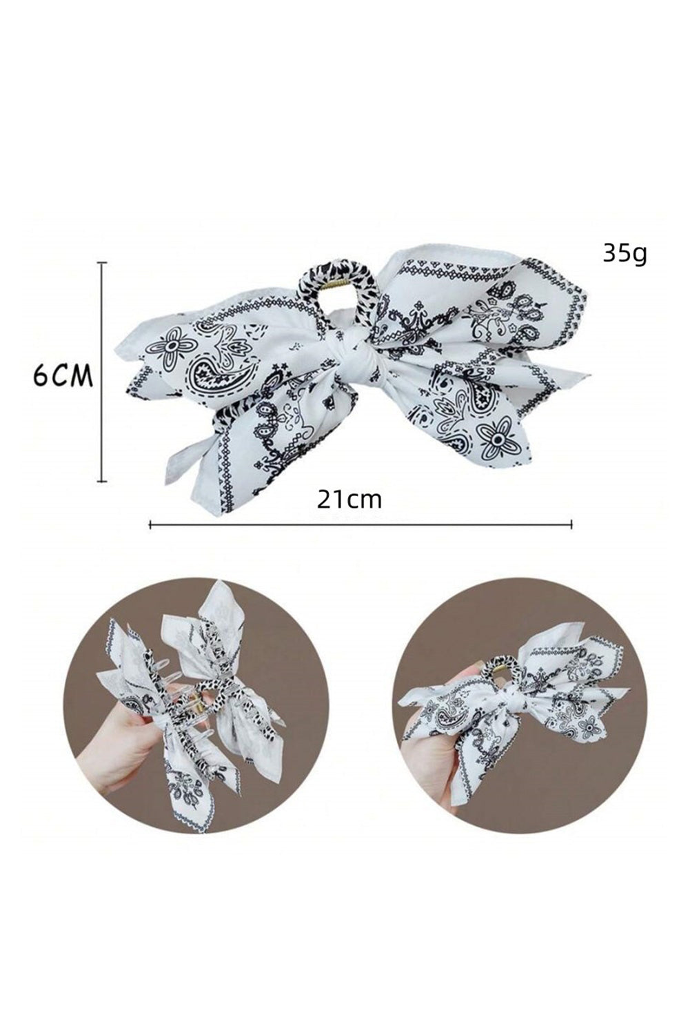 Black Paisley Floral Print Bow Knot Hair Clip 14f2956752d7b0c2