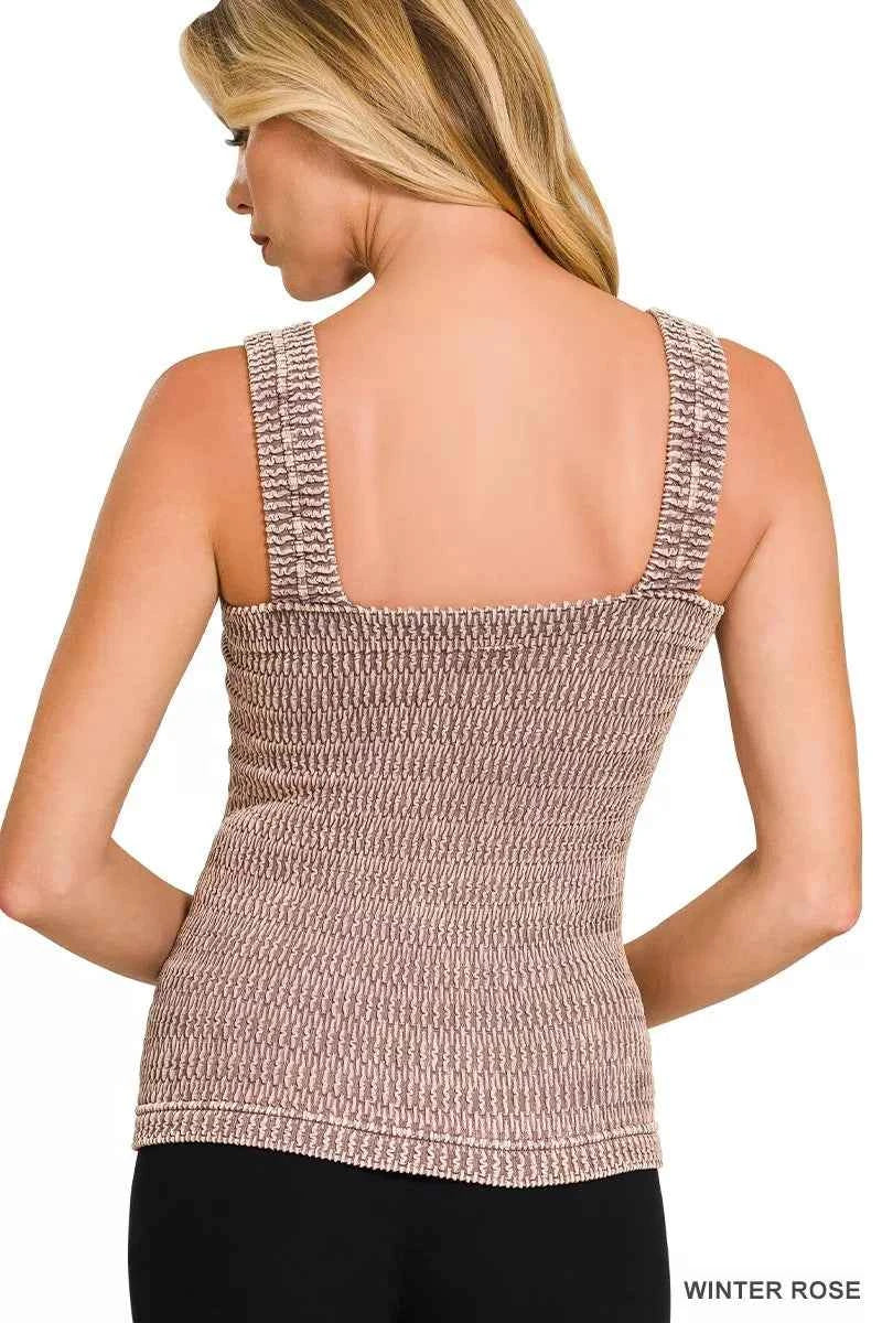 Zenana Seamless Winkle Stone Washed Tank Top