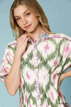 Umgee Ethnic Print Short Sleeve Mini Shirt Dress 15069337-4786-4c90-82ee-e14beabba3db-Max-Origin