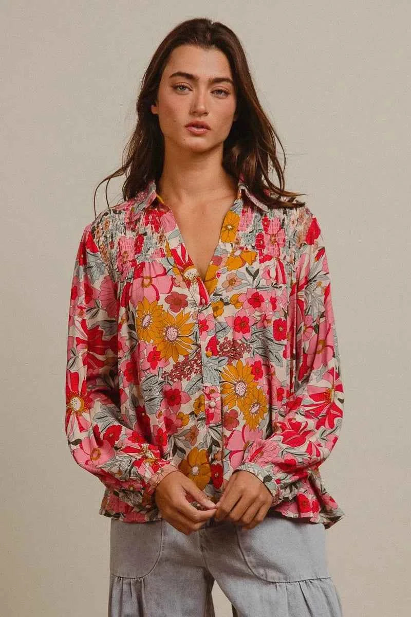 BiBi Woven Floral Printed Shirt Top 15083d5da1f04d92b5aab0ae43aa2a10-Max-Origin