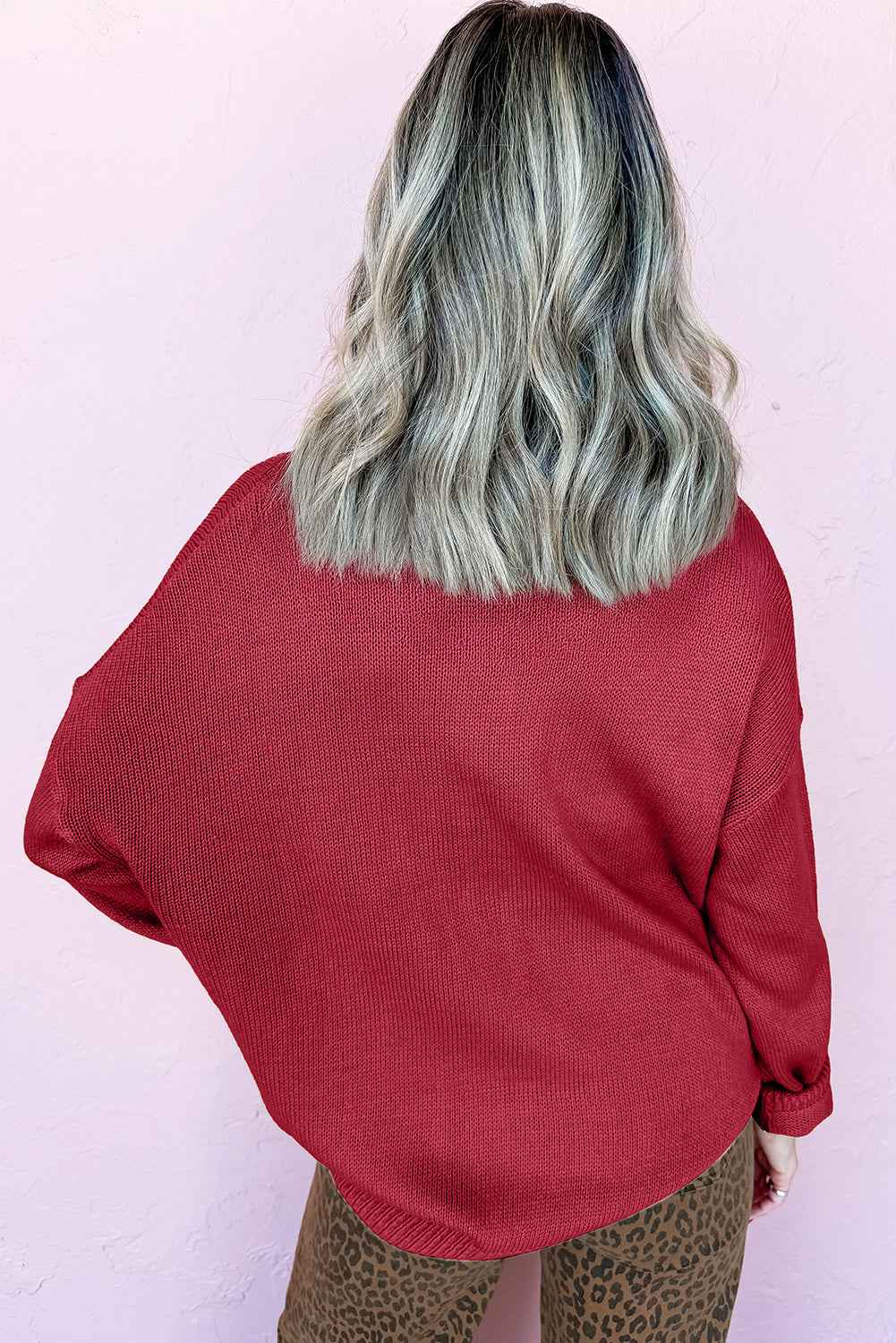 Racing Red Merry Colorful Dot Detail Christmas Dolman Sweater 150883288e8ac24d