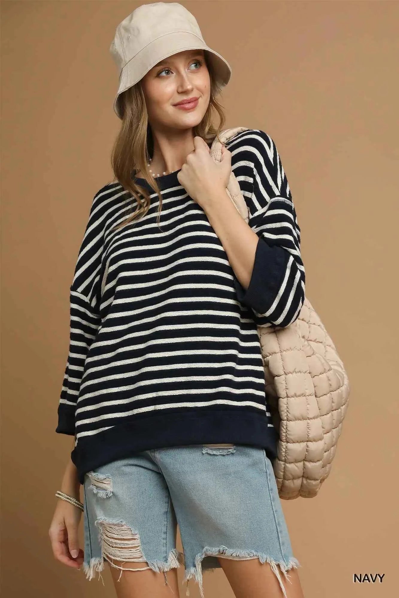 Ribbed Hem Striped Oversized Knit Top 1509d492-d5ce-4849-abd9-b85d7961e600-Max-Origin
