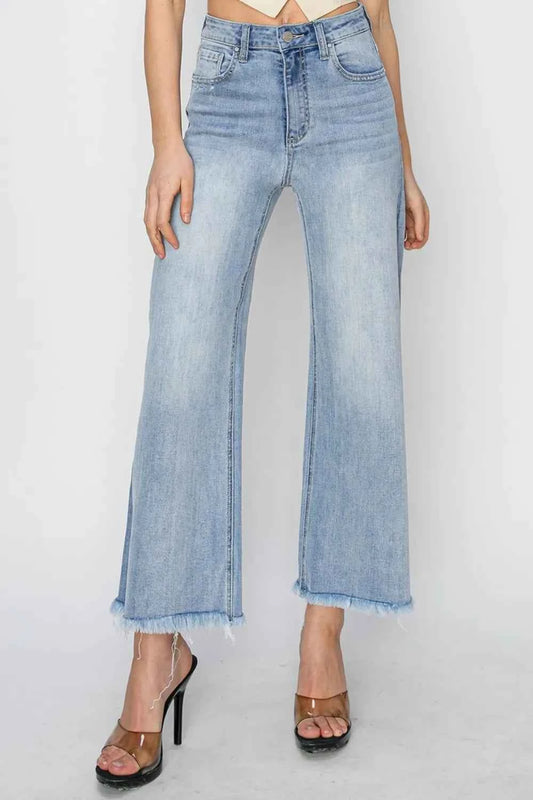 High Rise Crop Wide Fray Hem Jeans 151d521c-4348-47a2-aeb3-885772fcb05a-Max