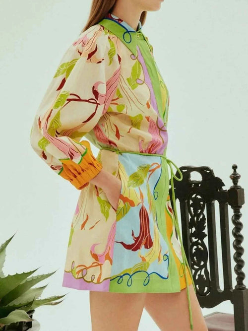 Abstract Print Tie Front Mini Shirt Dress with Pockets 151fc920-fb6f-4829-b49a-d6fd5b302137-Max-Origin