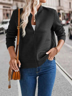 Textured Zip-Up Long Sleeve Jacket 1522713eae9c4e58ad629047aee98180-Max-Origin