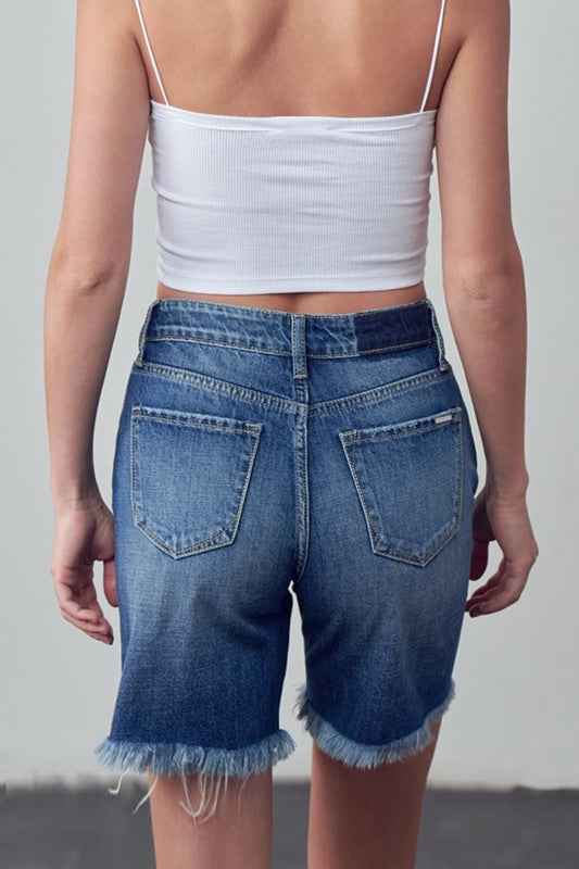 High Rise Ripped Bermuda Denim Shorts 15232481_6bb3456d-6d17-4e07-aa73-826a9accdfa7