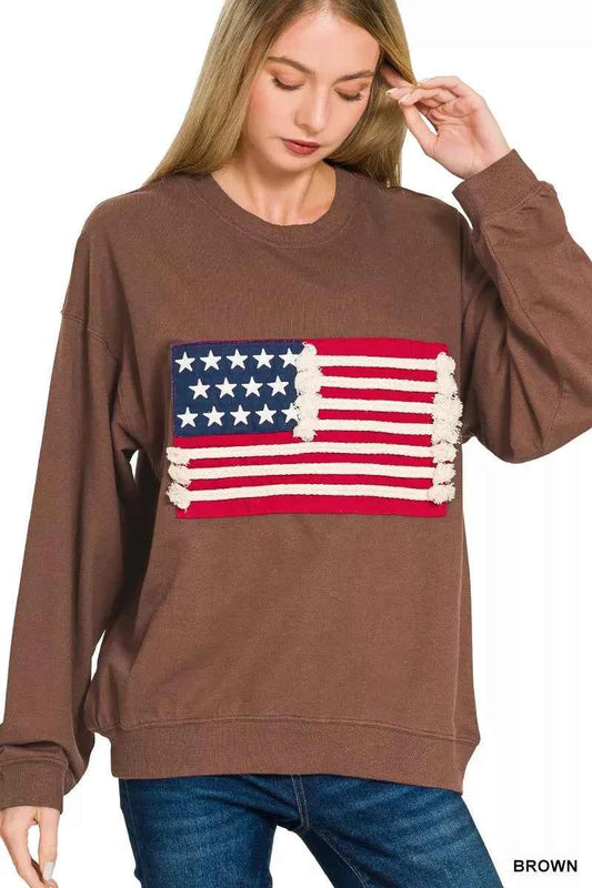 French Terry American Flag Pullover BROWN 1527e10dde4a4644acb4186eabb0c5be-Max-Origin