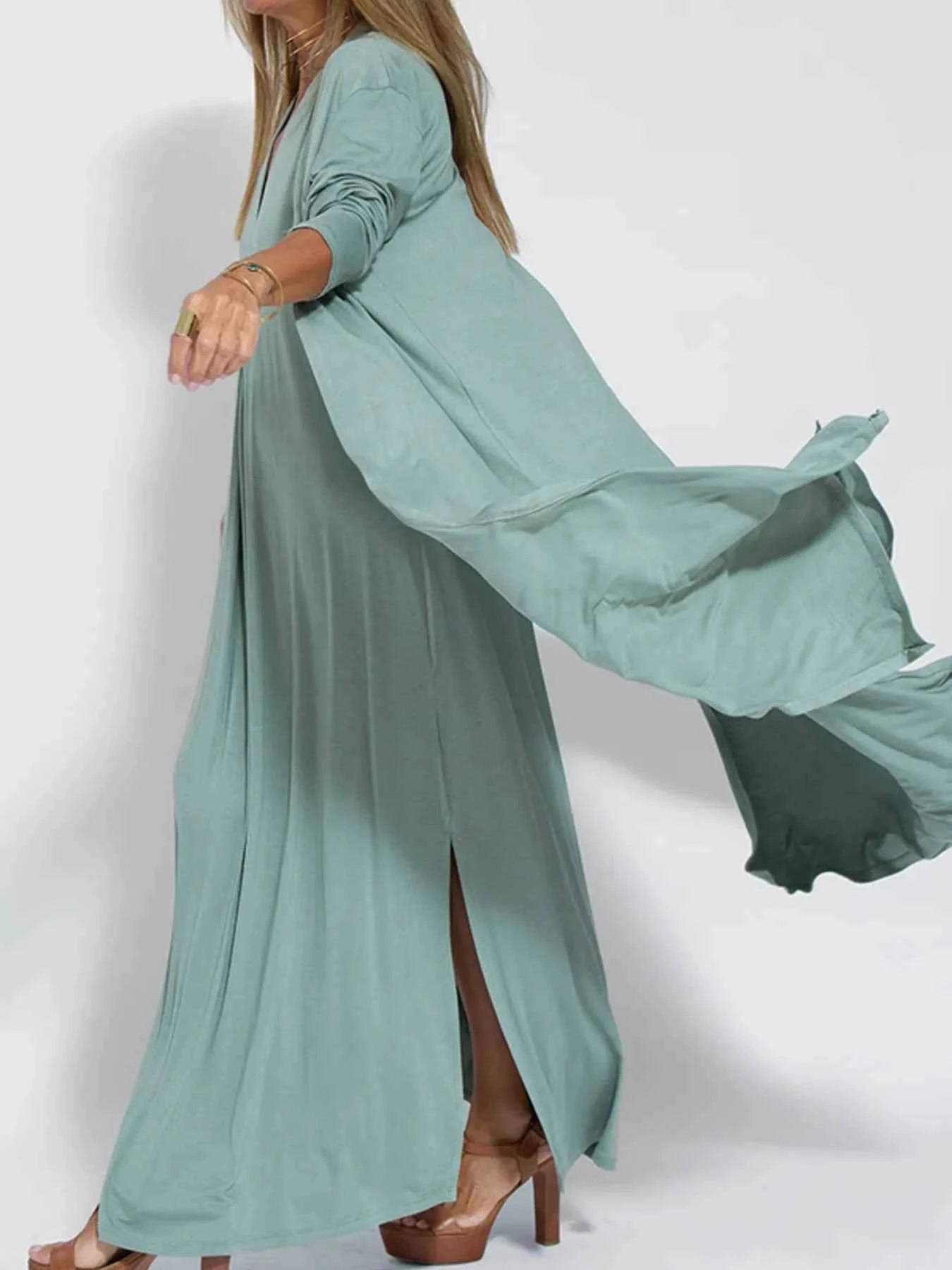 Full Size Open Front Side Slit Longline Cardigan Plus Size 152f92e9-c5f2-46d5-81f9-2c6839b2e3c8-Max-Origin