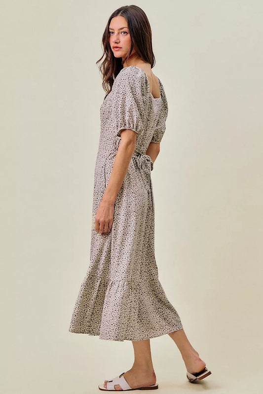 Ditsy Floral Self Belt On Elastic Waist Maxi Dress 15407c29-2d2e-468a-b35f-d3d494c4a0c5-Max-Origin