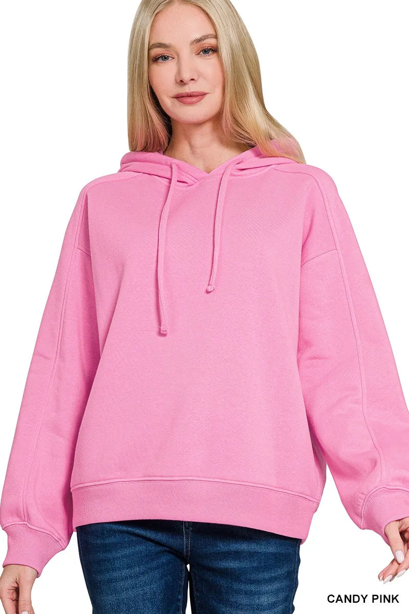 Zenana Drawstring Relaxed Fit Fleece Hoodie CANDY PINK 1547a1304efb4030b5bd83711ad0402c-Max-Origin