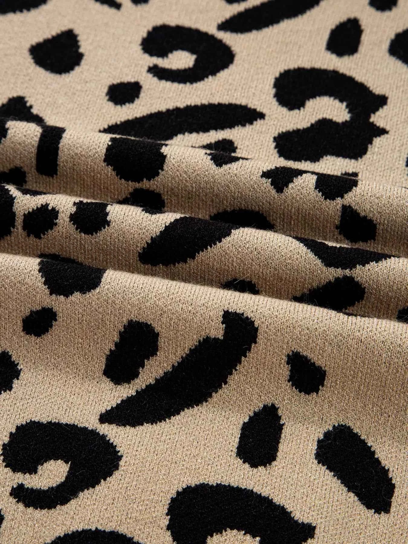 Leopard Pattern Lace Ribbed Detail Button Cuffed Sweater 15494118f4b84a5ba62403c9d18bcf96-Max-Origin
