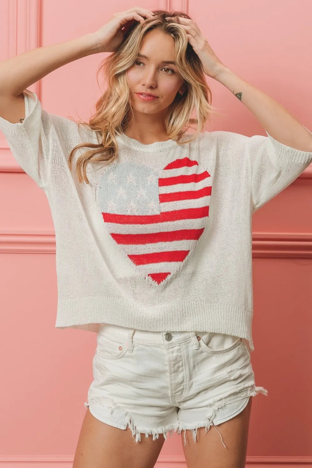 BiBi Striped Heart Contrast Knit Top 15535c71-6efb-47b2-a83a-03a0ab518014-Max