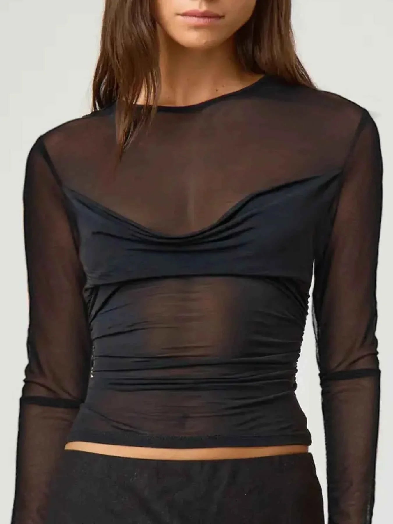 Ruched Mesh Long Sleeve Top 1557cda6-a988-4bf1-b4ee-eb2a51cfb99a-Max-Origin