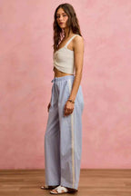 SO ME Wide Check Pants With Side Lace Trim And Piping 1557df95abb344d0ac497e2ba436bec3-Max-Origin