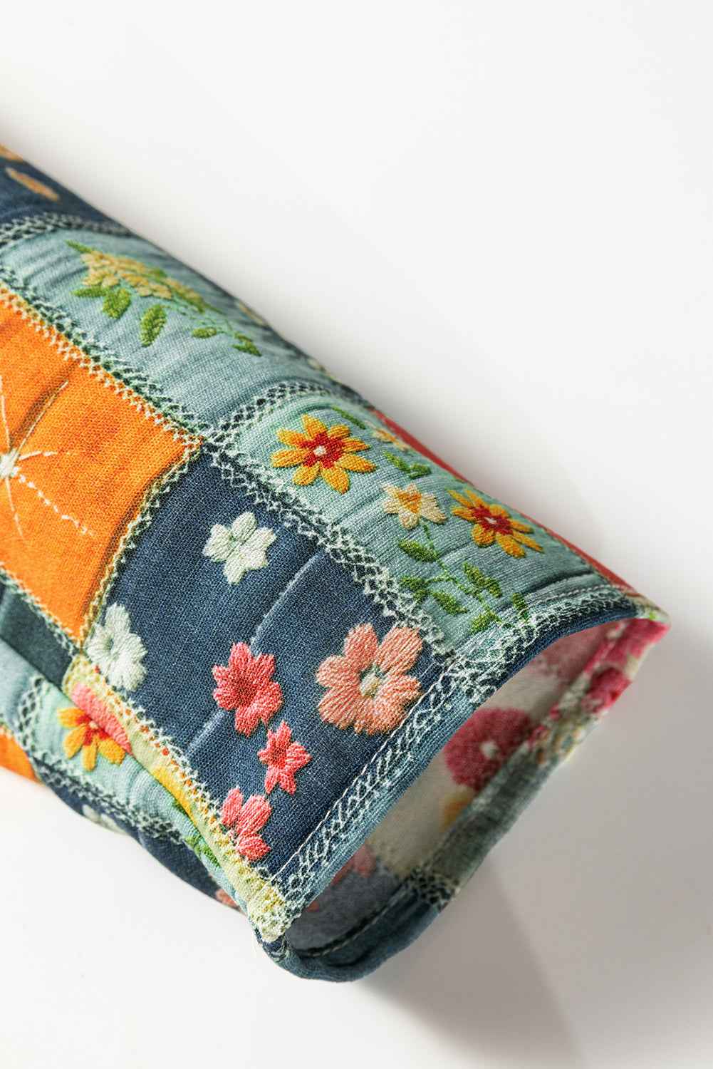 Sky Blue Fall Floral Half Placket Collared V Neck Blouse 155acb184febd8aa