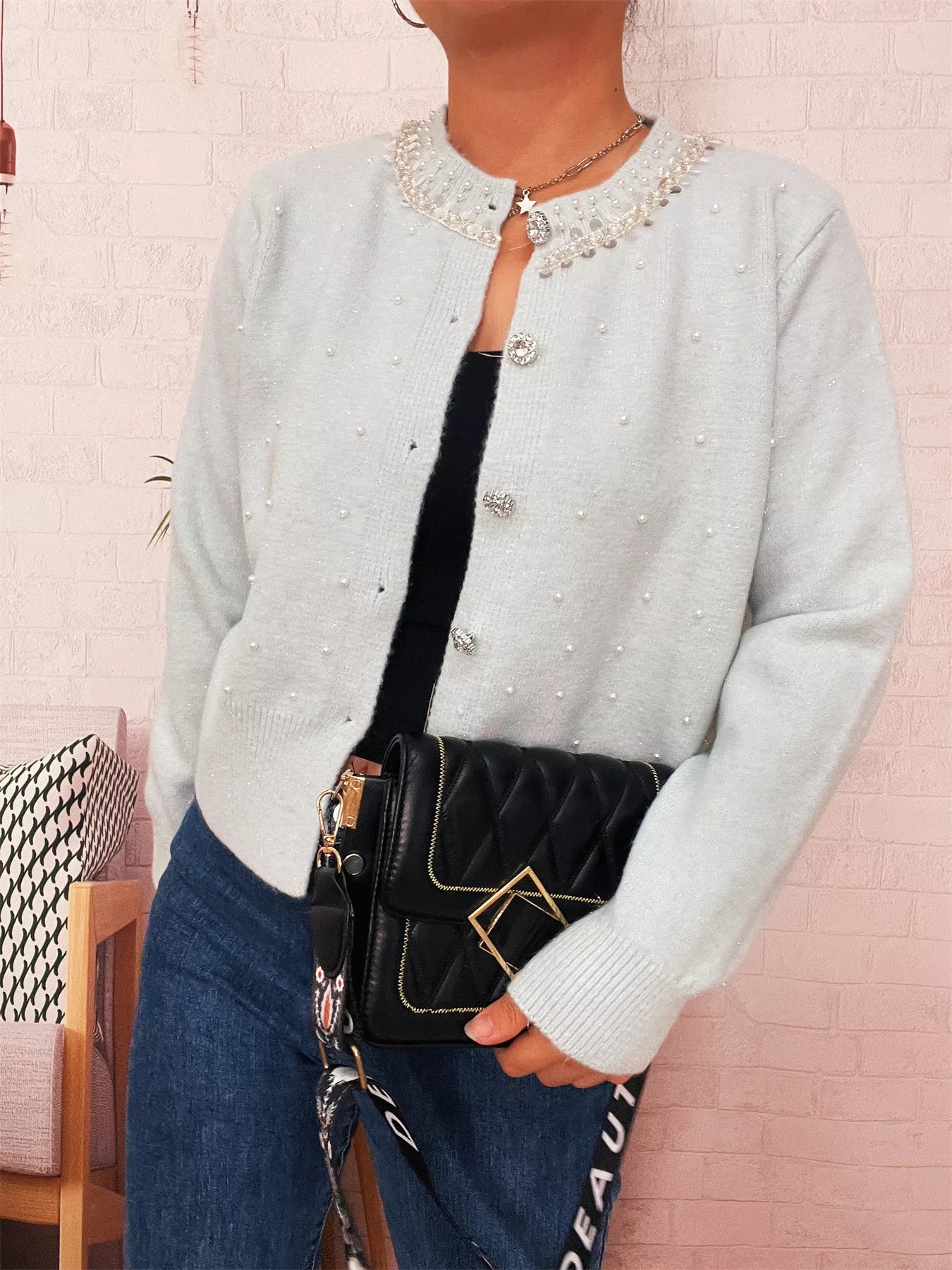 Pearl Detail Button-Front Cardigan 155d6828-a2c7-463f-afa4-95b5466e0178-Max-Origin