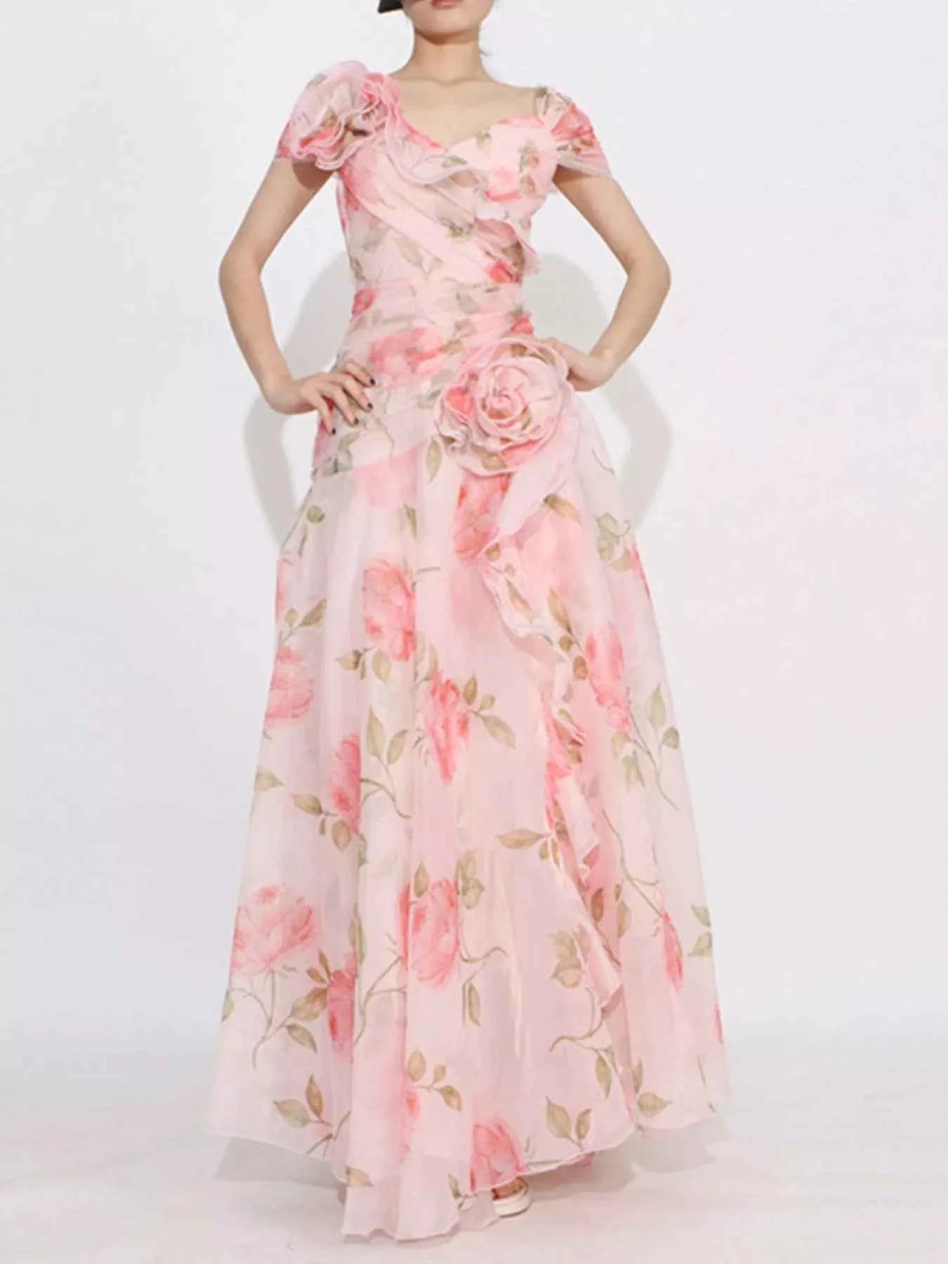Floral Ruffled Short Sleeve Maxi Dress 1567a728-f656-4507-bf69-ec4b50df3a52-Max-Origin