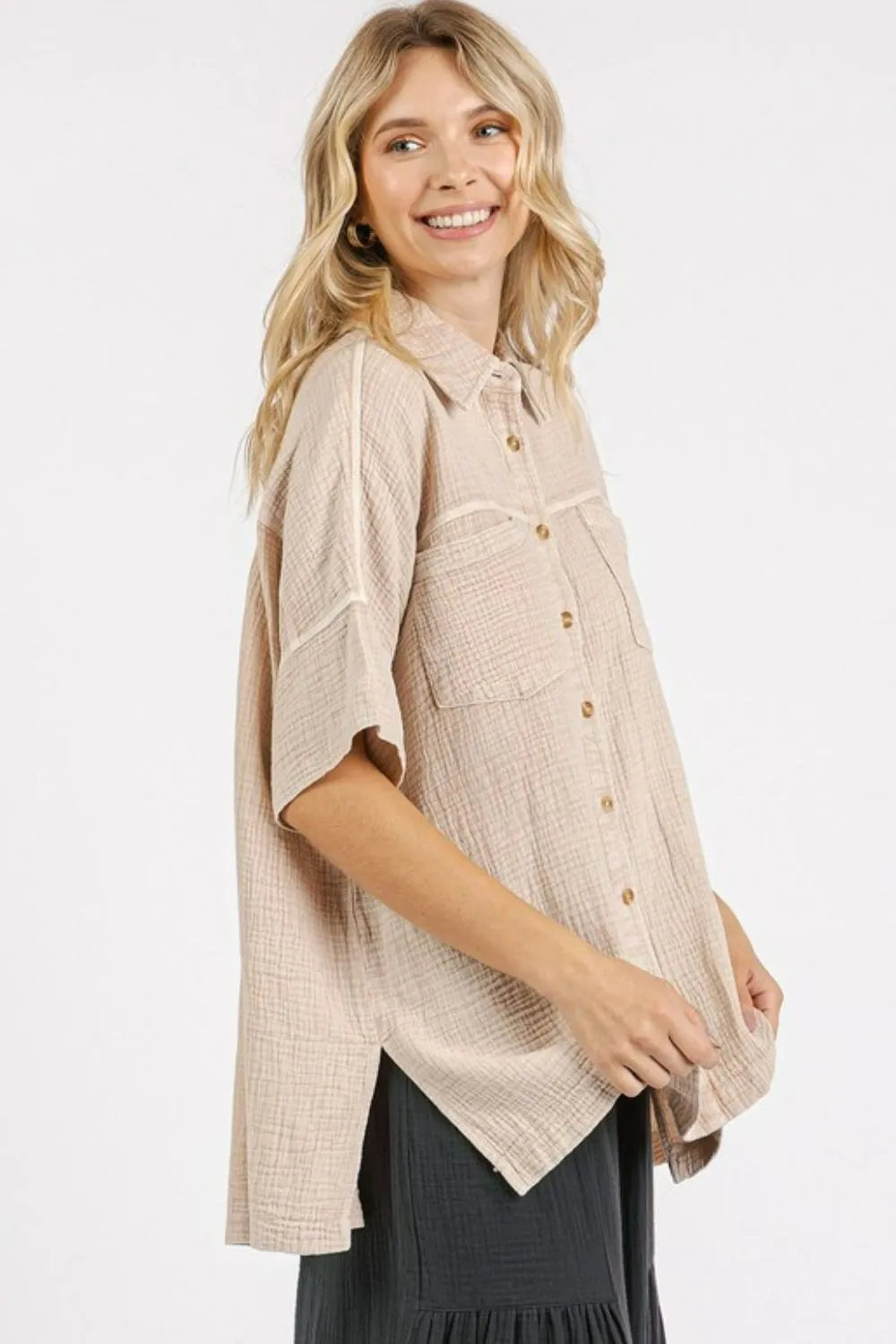Mittoshop Mineral Wash Gauze Oversized Short Sleeve Shirt 15697c58-d9b6-4833-9477-91433c6bc7db-Max