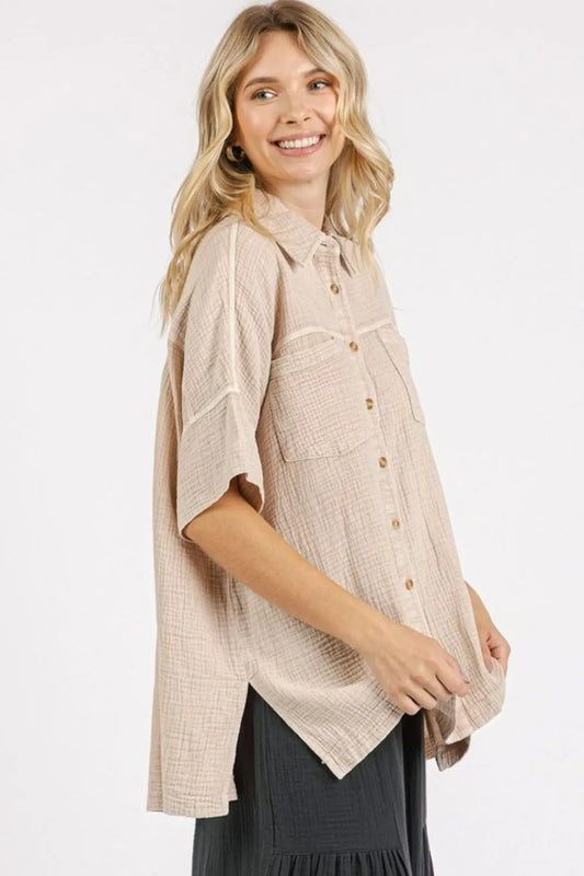Mittoshop Mineral Wash Gauze Oversized Short Sleeve Shirt 15697c58-d9b6-4833-9477-91433c6bc7db-Max
