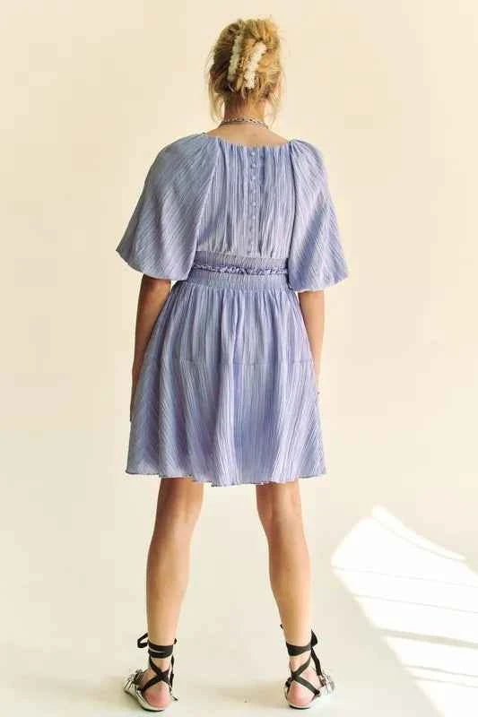 Davi & Dani Back Button Puff Sleeve Mini Dress 156c0c06bea74f4e95510ea1624bb0a8-Max-Origin