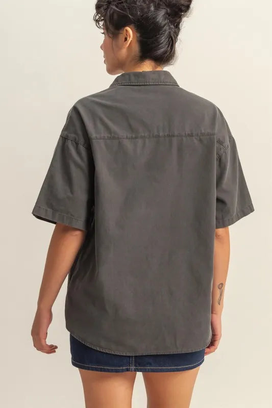 Short Sleeve Button Down Oversized Shirt 156f5cde60714595af1a18c58407b4c5-Max-Origin