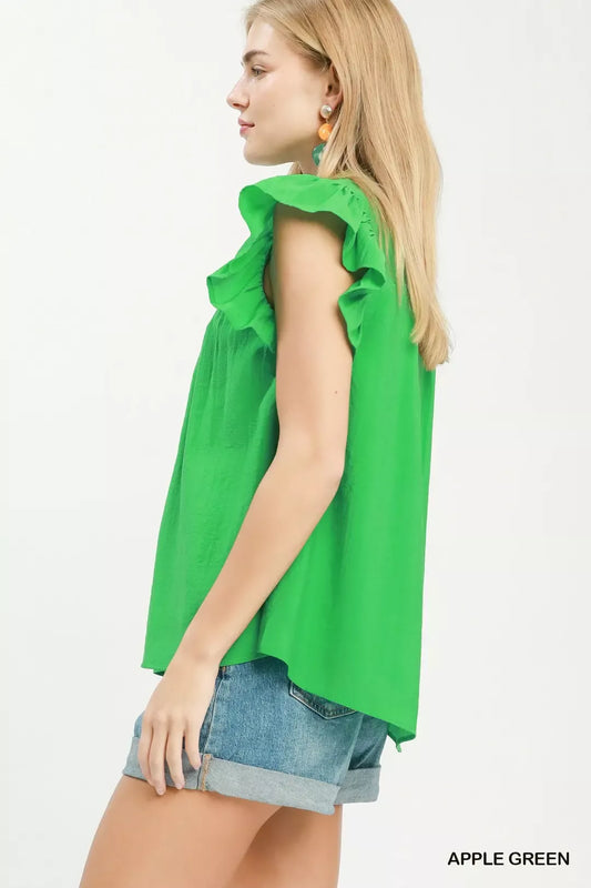 Smocked Yoke Ruffle Sleeve Blouse 156ff317-6365-4531-8981-671e070c06a1-Max-Origin