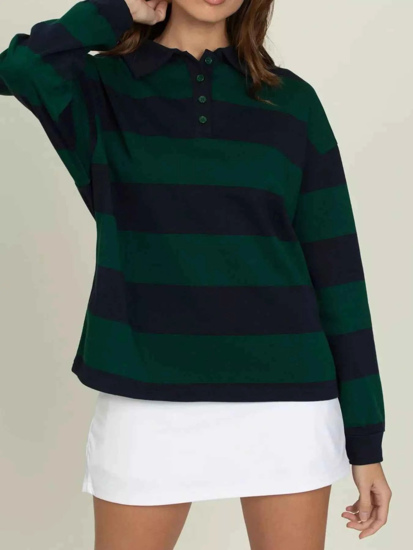 Striped Polo Collar Sweatshirt with Button Details 1572f2c1-9eab-4170-a6df-be3b5779354b-Max-Origin