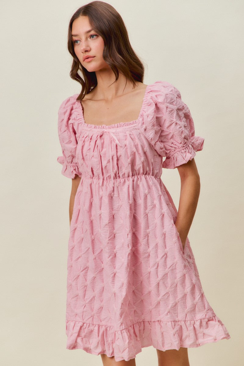 SO ME Texture Woven Ruching On Bust Mini Dress 15777851017341f4bbbcc398e23fc078-Max