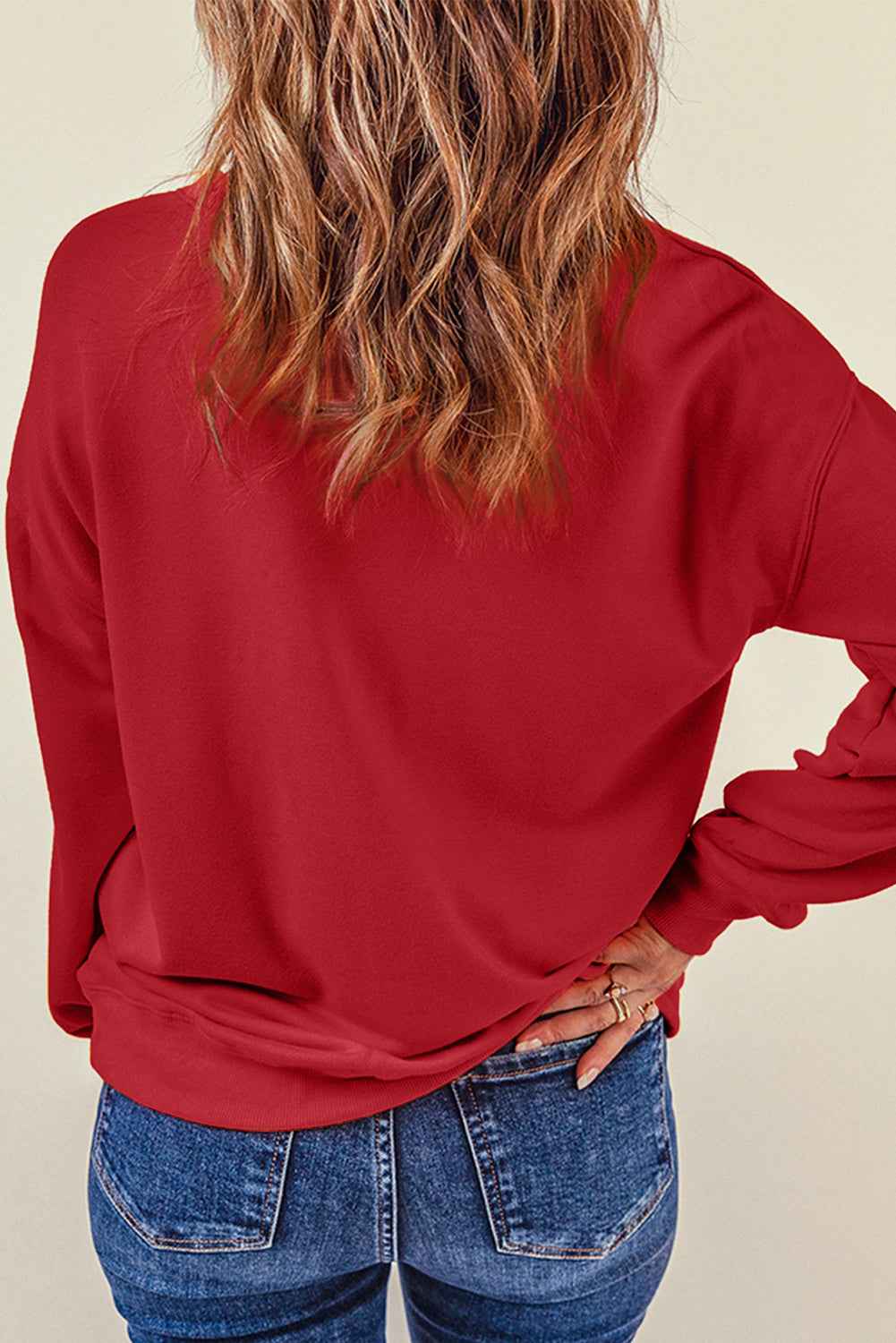 Red Sequins Santa Claus Graphic Christmas Sweatshirt 157b7162eaad10f5