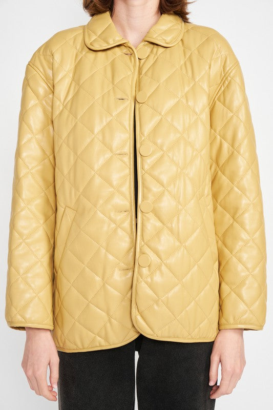 Quilted pu button down jacket 15833297_83e00067-dca8-4186-b97d-e04aec8dca6c