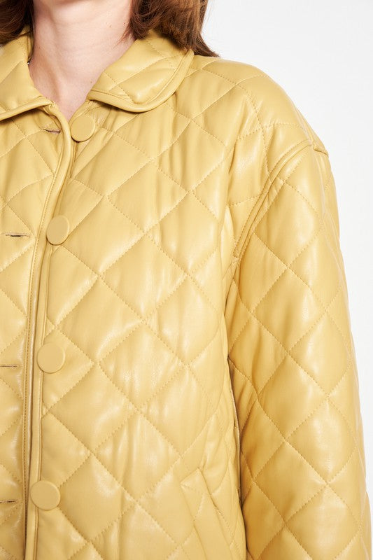 Quilted pu button down jacket 15833297_e3f80ffd-b674-46cd-b8d1-dfebd89ef349