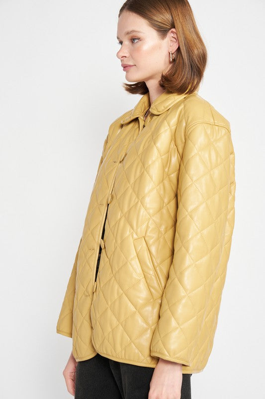 Quilted pu button down jacket 15833297_e7e5959e-4367-494e-a508-4f3cde49ce4a