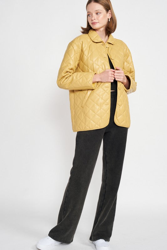Quilted pu button down jacket 15833297_ea6102cb-ac57-4ed6-bbd6-4024d2e83c1b
