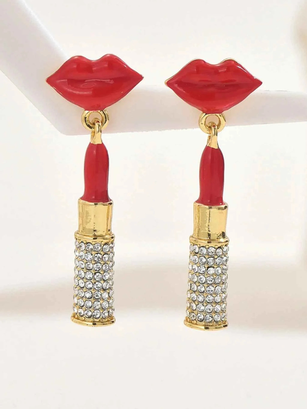Stainless Steel Resin Lips Lipstick Rhinestone Earrings 1587287b-d44a-4439-a3f5-669ee9883fe7-Max-Origin