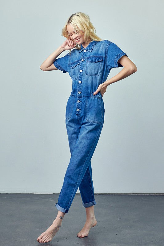 Collared Button Front Denim Jumpsuit 15899102_165bff61-e62e-4da3-90c8-e05de645c663