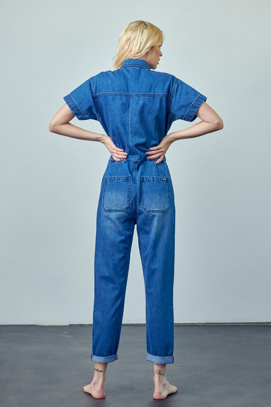 Collared Button Front Denim Jumpsuit 15899102_e4254ecf-8864-455d-82ec-ff3f30f7a785