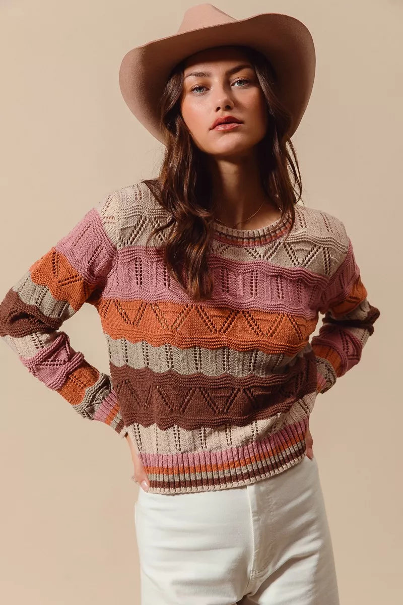 SO ME Multi Color Wavy Stripe Sweater Top 159196731e604e36aa37dc716b89838b-Max-Origin