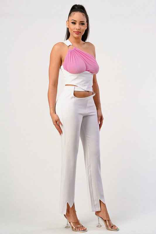 Sophisticate's Pink Accent Halterneck Ensemble 15935129_443aae80-3591-49aa-90f3-2990219bbf4b