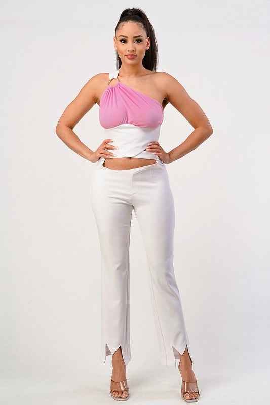 Sophisticate's Pink Accent Halterneck Ensemble 15935129_95326a8e-3053-4108-8a66-16737d49dcc9