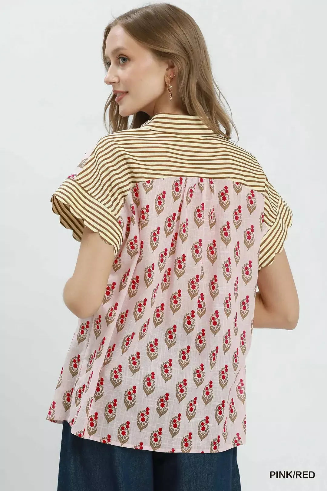 Block Print Button-Front Shirt with Contrast Stripe Point Collar 1596394e-2d7c-454c-bb07-322ce82fad47-Max-Origin