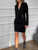 Ruched Surplice Long Sleeve Dress 159ac470-4fd0-4520-8df8-53e9f697a7d5-Max