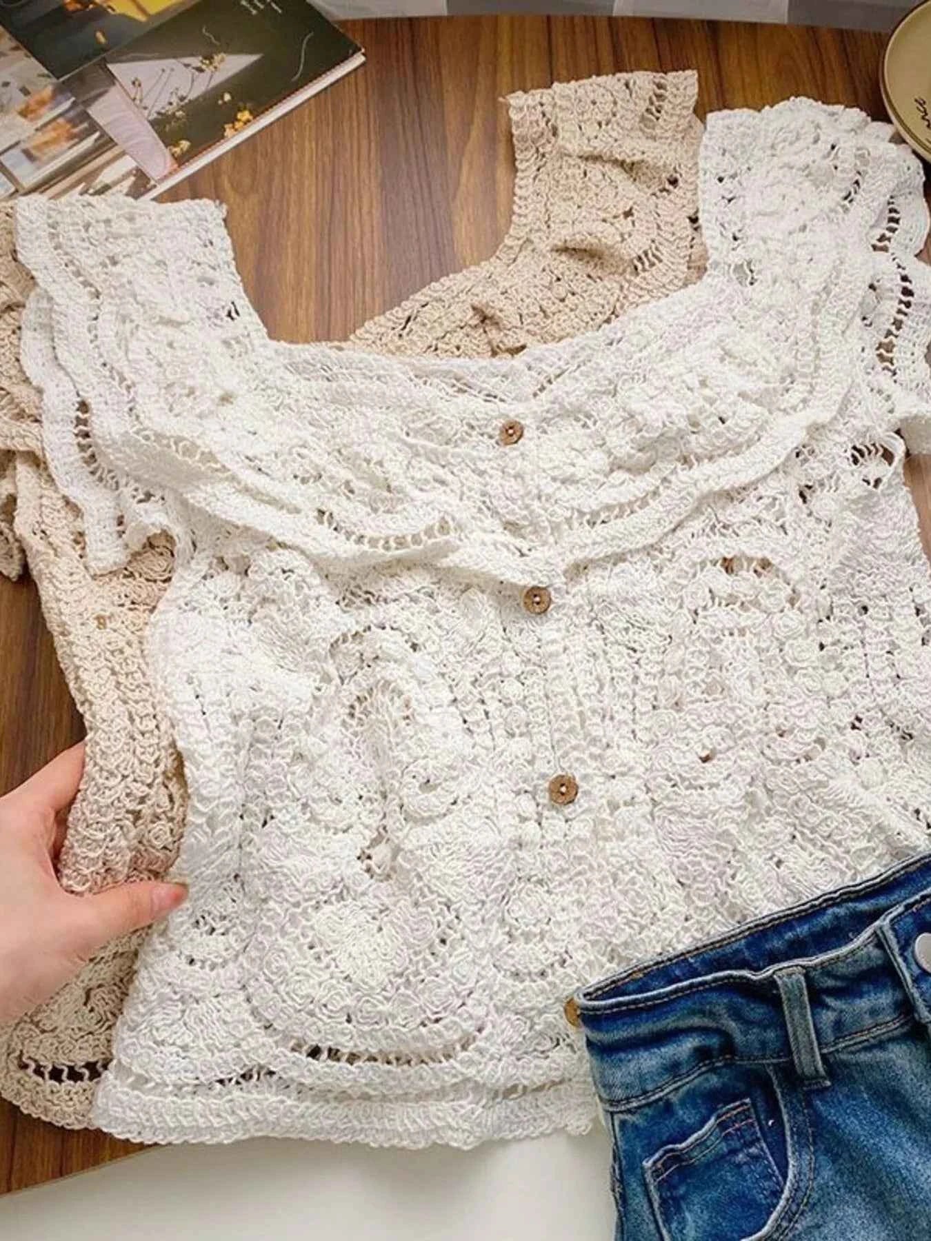 Crochet Lace Button Up Cardigan 15aab882-4048-4cfb-ab63-f88987d63721-Max-Origin