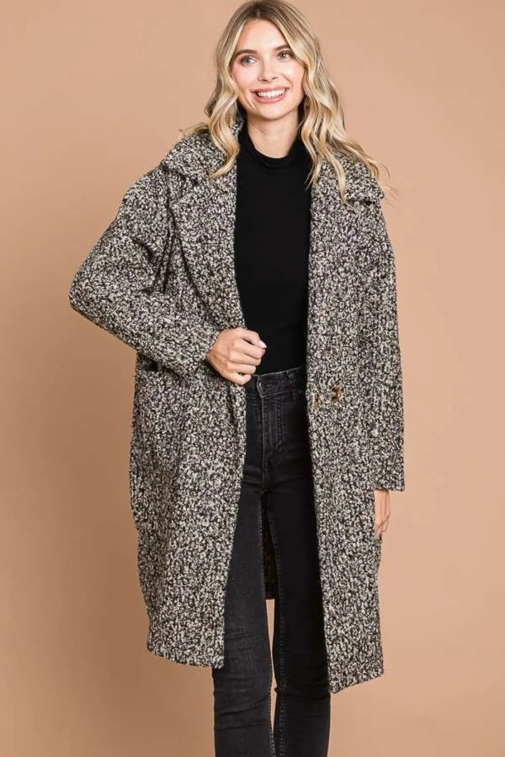 Culture Code Full Size Lapel Collar Double Breast Teddy Coat VANILLA C BK 15c132cd-6328-4600-87cb-4275133d6dc8-Max