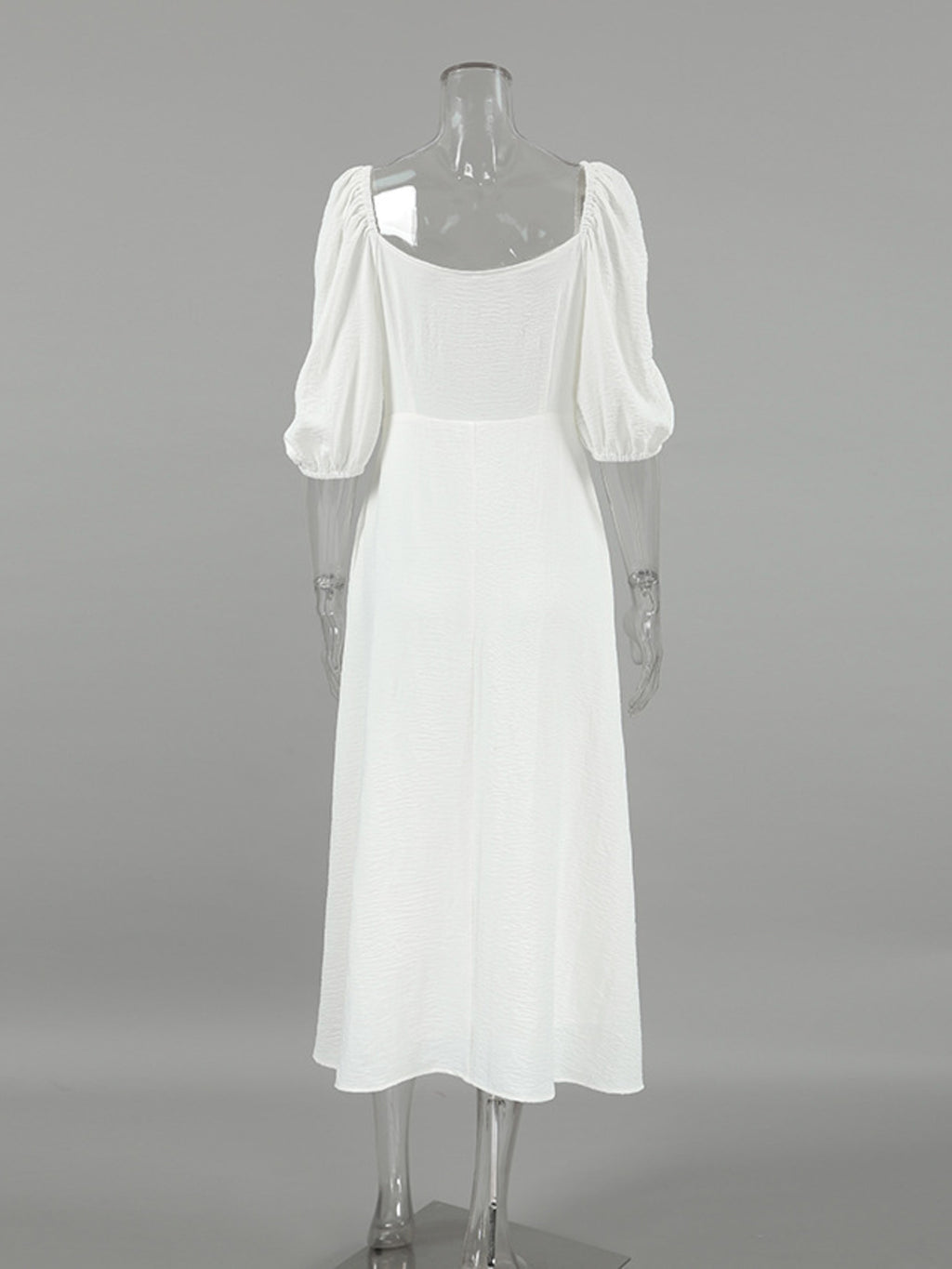 Twisted Front Puff Sleeve Midi Dress 15c92e037e8c46ef848ba9a2b06e346d-Max