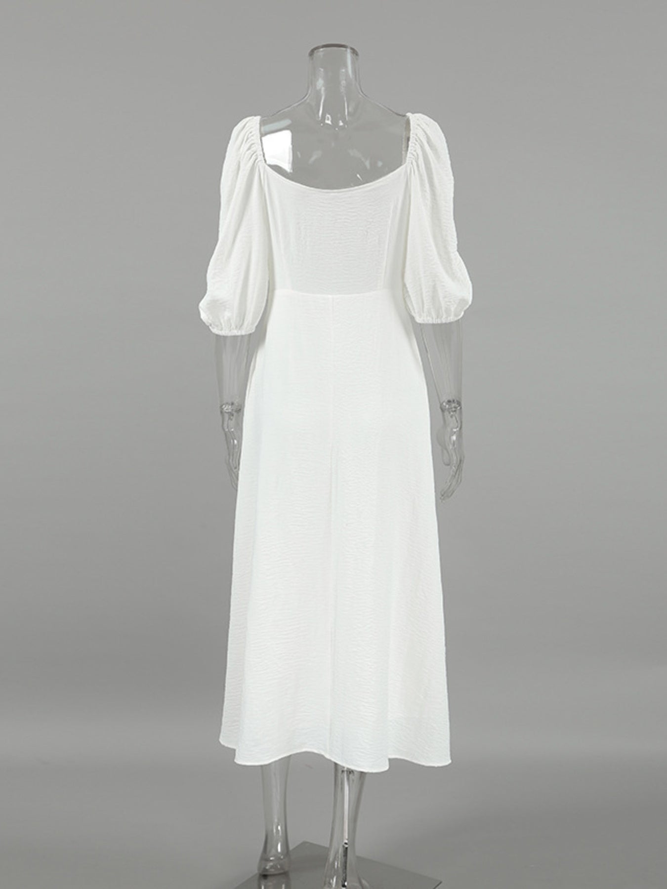 Twisted Front Puff Sleeve Midi Dress 15c92e037e8c46ef848ba9a2b06e346d-Max