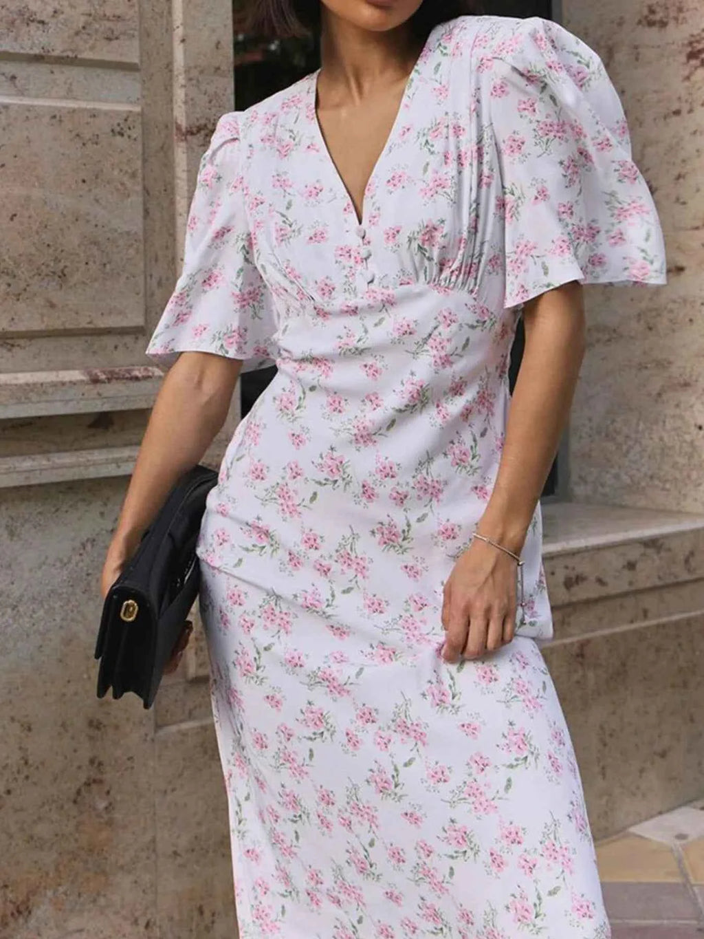 Floral Print Short Sleeve Dress 15d91429-de3d-4769-96d3-9d6fe8eeeb1c-Max-Origin