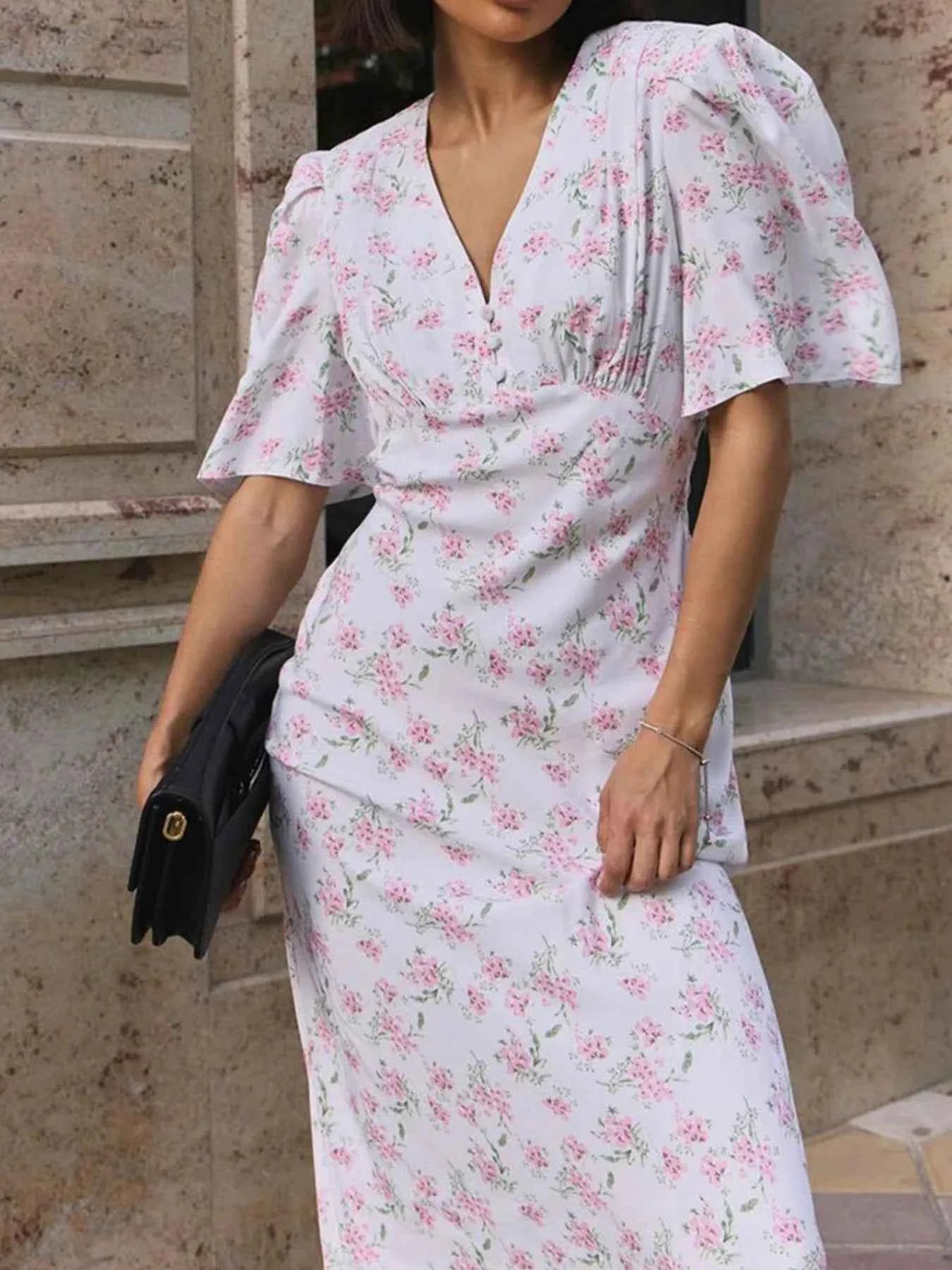 Floral Print Short Sleeve Dress 15d91429-de3d-4769-96d3-9d6fe8eeeb1c-Max-Origin