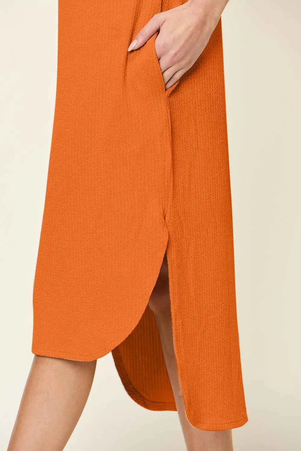 Double Take Full Size Round Neck Short Sleeve Slit Dress 15f0c553-7ca2-4e5c-abe4-30641d31a187-Max