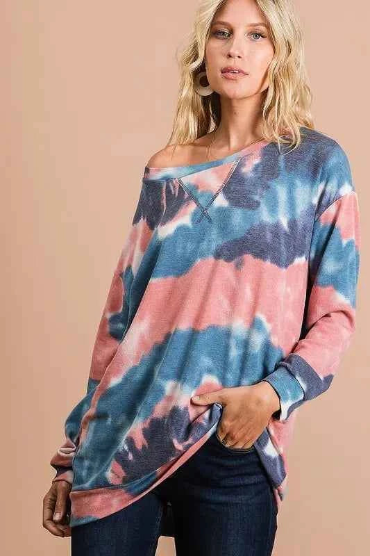 BiBi Tie Dye French Terry Pull Over with Front Stitching Detail 15f3979c72a84a56bd10b8545e0a8440-Max-Origin