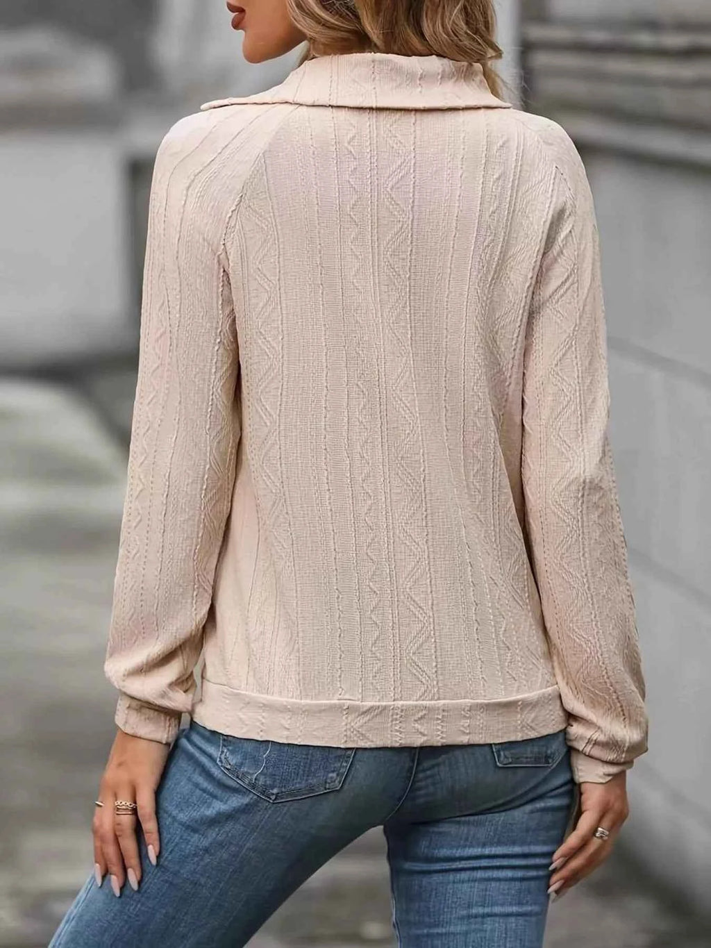 Decor Button Textured Long Sleeve Top 16033f506bf24dd88899771a9012cc16-Max-Origin